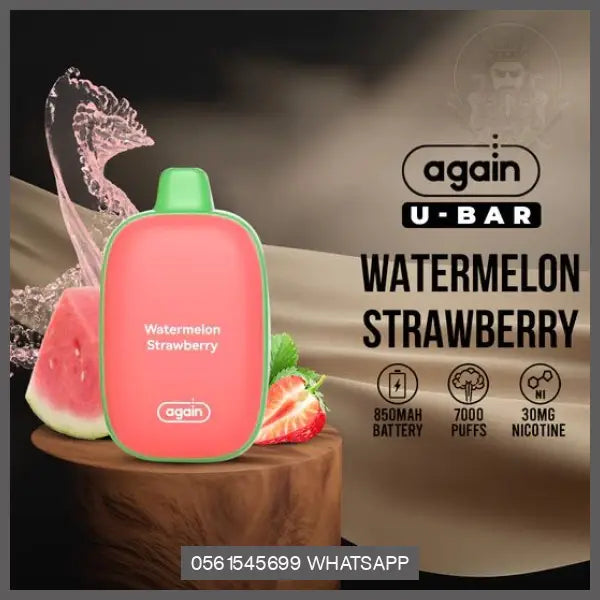 Again U-Bar 7000 Puffs 30Mg Strawberry Watermelon / 1 Device Disposable