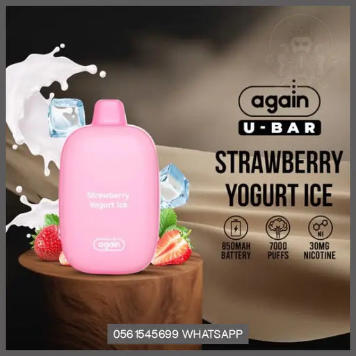 Again U-Bar 7000 Puffs 30Mg Strawberry Yogurt Ice / 1 Device Disposable