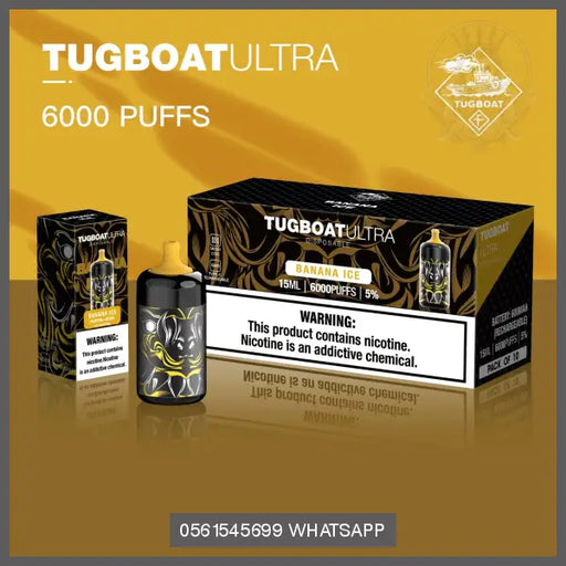 Banana Ice Tugboat Ultra 6000Puffs Disposable OV Store Arab Emirates  Tugboat