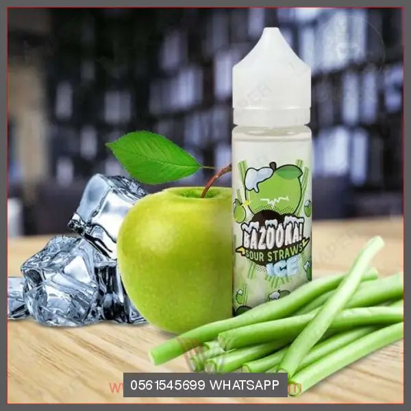 Bazooka Sour Straws Ice Green Apple Ice Sour Straws 60ML OV Store Arab Emirates  Bazooka
