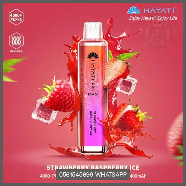 Hayati Pro Max 4000 Disposable Vape 20Mg Strawberry Raspberry Ice / 1 Device Disposable