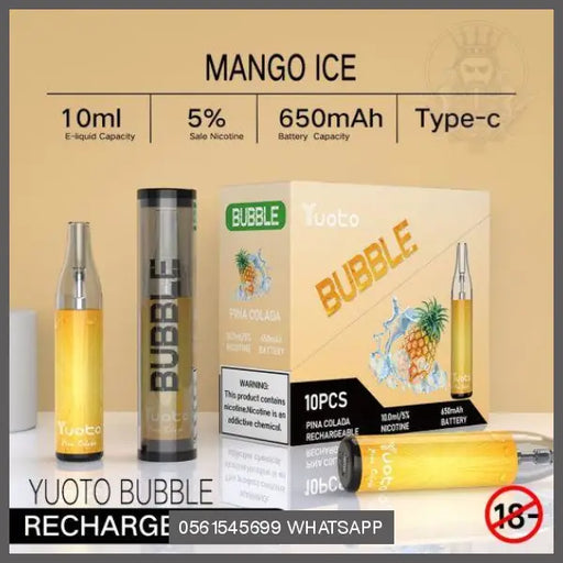 Mango Ice Yuoto Bubble Disposable Vape Kit 4000 Puffs Rechargeable OV Store Arab Emirates  yuoto
