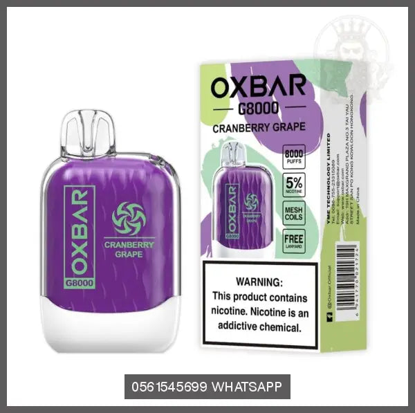 Oxbar G8000 Disposable Vape 50Mg Cranberry Grape Disposable