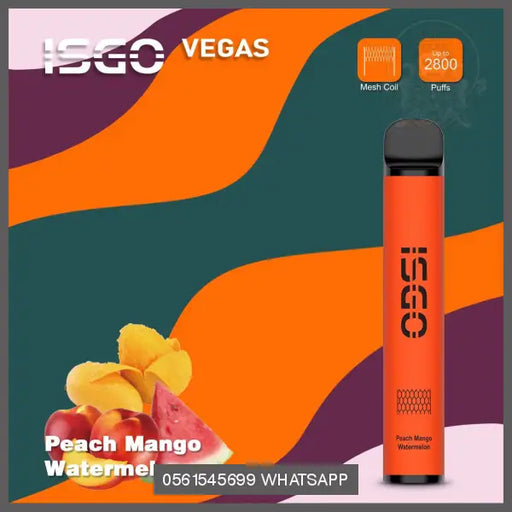 Peach Mango Watermelon ISGO Vegas 2800 Puffs 20MG OV Store Arab Emirates  I S G O