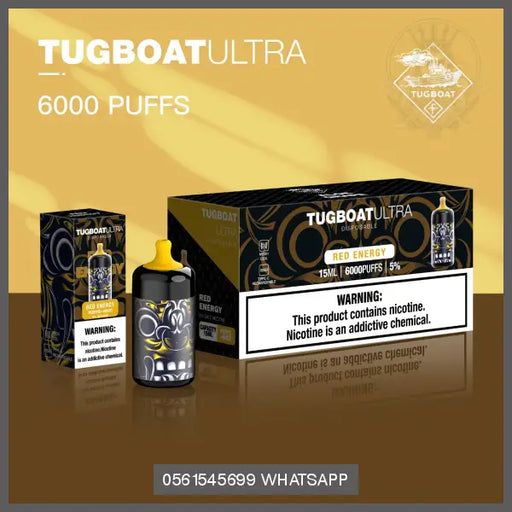 Red Energy Tugboat Ultra 6000Puffs Disposable OV Store Arab Emirates  Tugboat