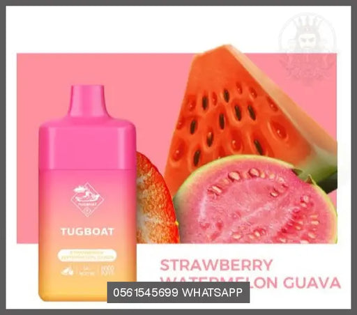 Strawberry Watermelon Guava Tugboat Box 6000Puffs Disposable Rechargeable OV Store Arab Emirates  Tugboat