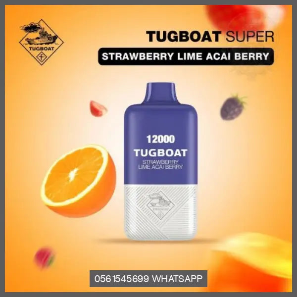 Tugboat Super 12000 Puffs 50Mg Disposable Vape Strawberry Lime Acai Berry / 1 Device Disposable
