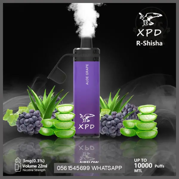 Xpd R Shisha 10000 Puffs Disposable Vape (Dl 3Mg) Aloe Grape Disposable