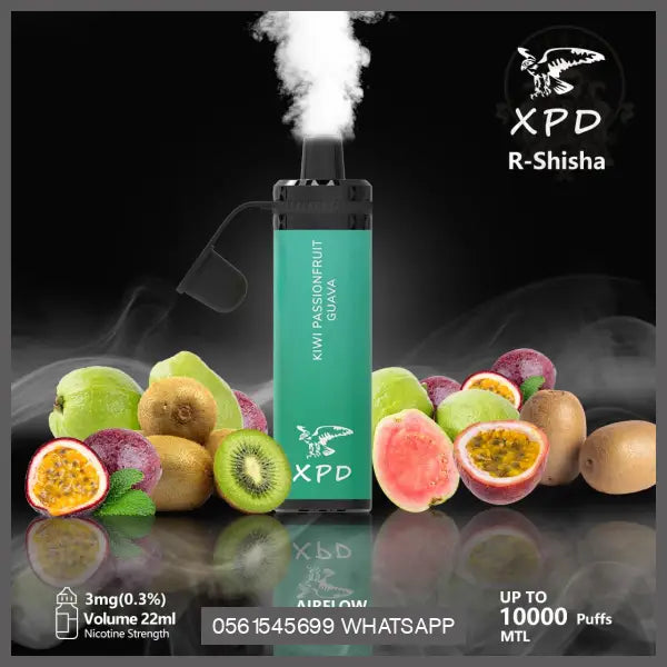 Xpd R Shisha 10000 Puffs Disposable Vape (Dl 3Mg) Kiwi Passionfruit Guava Disposable
