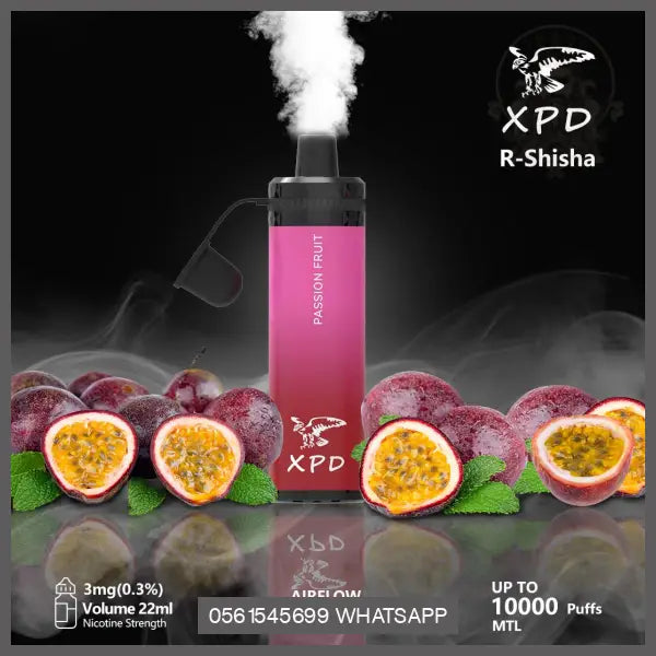 Xpd R Shisha 10000 Puffs Disposable Vape (Dl 3Mg) Passion Fruit Disposable