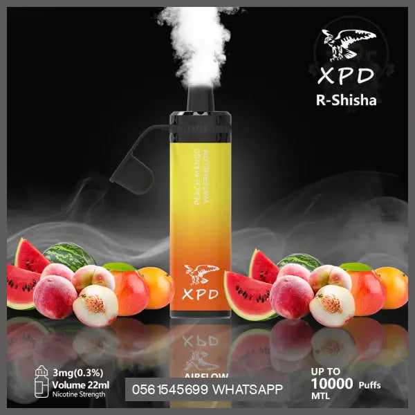 Xpd R Shisha 10000 Puffs Disposable Vape (Dl 3Mg) Peach Mango Watermelon Disposable