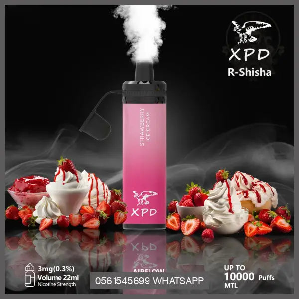 Xpd R Shisha 10000 Puffs Disposable Vape (Dl 3Mg) Strawbeery Icream Disposable
