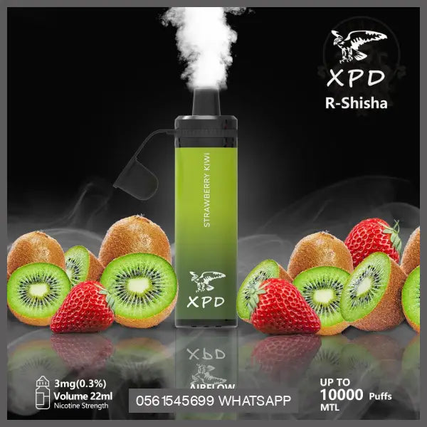 Xpd R Shisha 10000 Puffs Disposable Vape (Dl 3Mg) Strawberry Kiwi Disposable