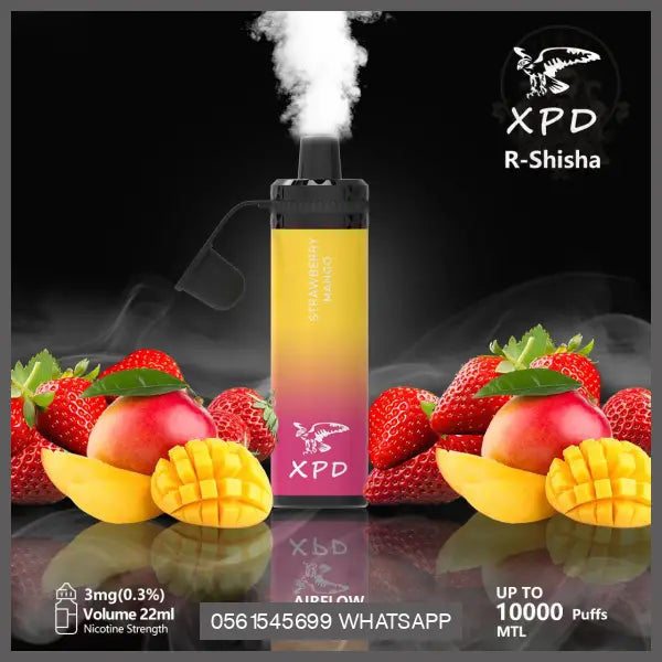Xpd R Shisha 10000 Puffs Disposable Vape (Dl 3Mg) Strawberry Mango Disposable